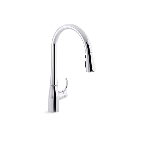 Kohler Simplice Single-Hole Or Three-Hole Kitchen Sink Faucet with 16-5/8" Pull-Down Spout, Docknetik Magnetic Docking System, and A 3-Function Sprayhead Featuring Sweep Spray, Polished Chrome