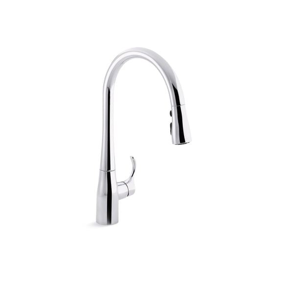Kohler Simplice Single-Hole Or Three-Hole Kitchen Sink Faucet with 16-5/8" Pull-Down Spout, Docknetik Magnetic Docking System, and A 3-Function Sprayhead Featuring Sweep Spray, Polished Chrome