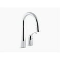 thumbnail image 1 of Kohler  Simplice Two-Hole Kitchen Sink Faucet with 14.75 in. Pull-Down Swing Spout, DockNetik Magnetic Docking & 3-Function Sprayhead Sweep Spray - Polished Chrome, 1 of 3