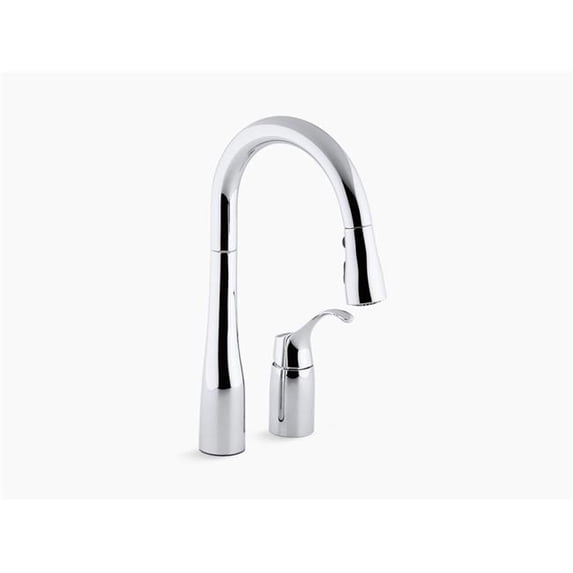 Kohler Simplice Two-Hole Kitchen Sink Faucet with 14.75 in. Pull-Down Swing Spout, DockNetik Magnetic Docking & 3-Function Sprayhead Sweep Spray - Polished Chrome