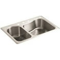 thumbnail image 1 of Kohler Staccato Top-Mount Large/Medium Double-Bowl Kitchen Sink With Four Faucet Holes, Stainless Steel, 1 of 7