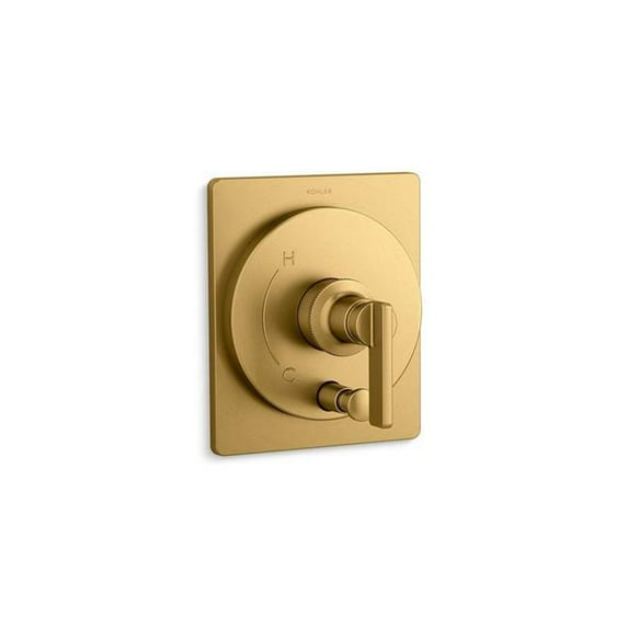 Kohler 1-Handle Castia by Studio MCGEE Rite-Temp Valve Trim with Push-Button Diverter - Vibrant Brushed Moderne Brass