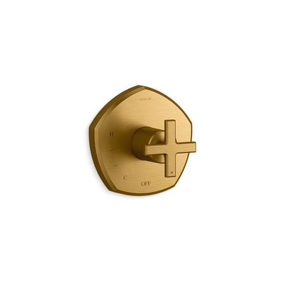 Kohler TS27043-3-2MB Occasion Rite-Temp Valve Trim with Cross Handle - Vibrant Brushed Moderne Brass