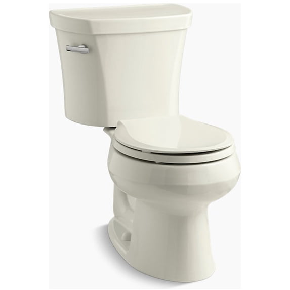 Kohler Wellworth Two-piece round-front toilet, left-hand trip lever, Biscuit