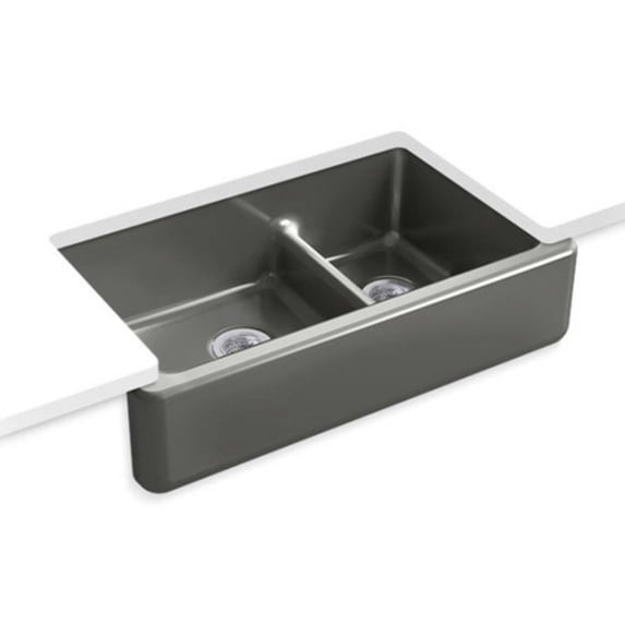 Kohler Whitehaven Self-Trimming Smart Divide Under-Mount Double Kitchen Sink with Tall Apron
