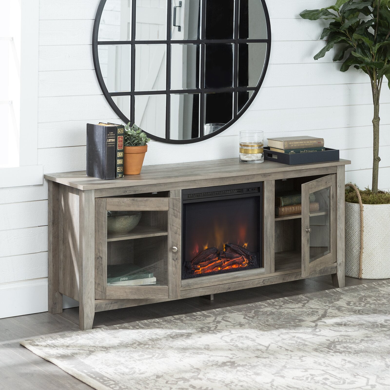 Kohn TV Stand for TVs up to 65" with Electric Fireplace Included