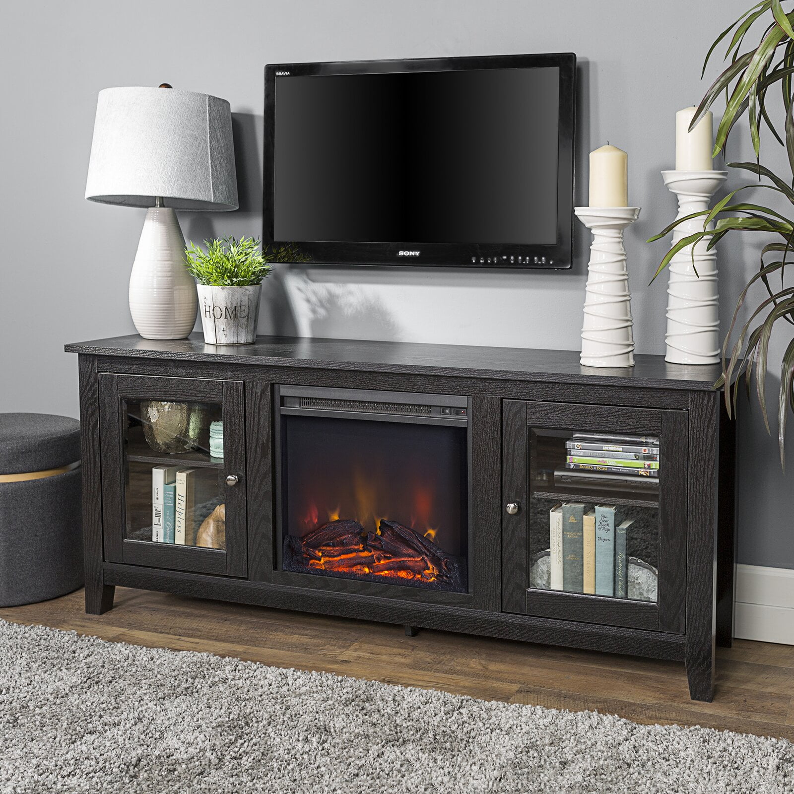 Kohn TV Stand for TVs up to 65" with Electric Fireplace Included