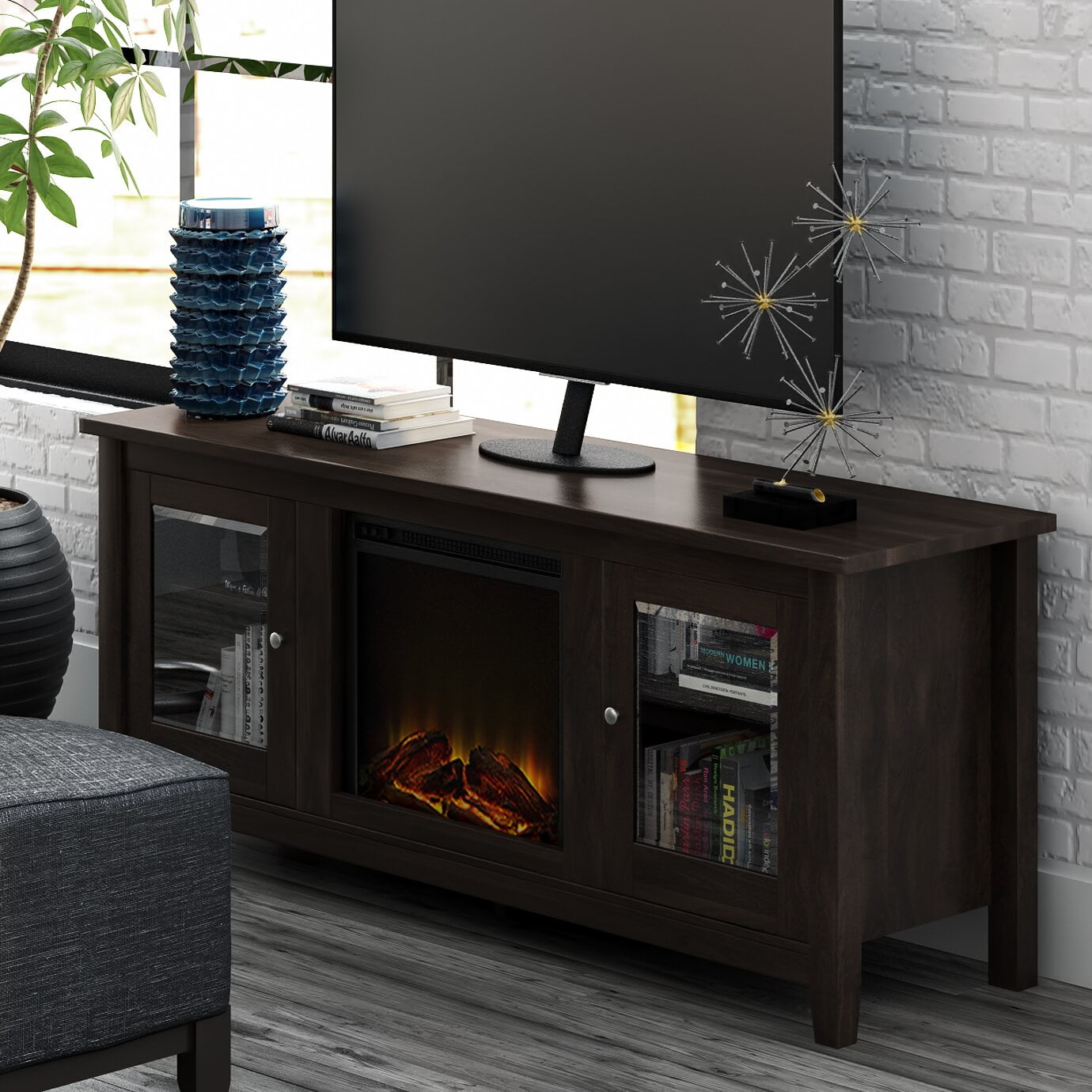 Kohn TV Stand for TVs up to 65" with Electric Fireplace Included