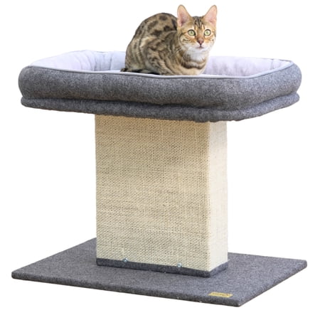 Kohola Bay 19" High 2 Level Large Cat Perch Bed with Sisal Scratcher Removable Washable Bed, Grey
