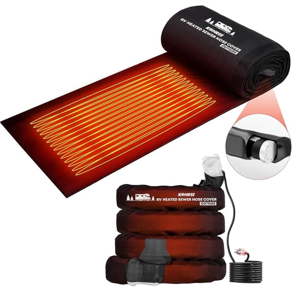 Kohree 10FT RV Heated Sewer Hose Sleeve ,Avoid Freezing at -45°F RV Heated Sewer Hose for Rv/Camper in Winter