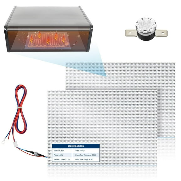 Kohree 12"x18" RV Water Holding Tank Heater Pad ,12V DC Up to 50 Gallons Fresh Water with Thermostat Control for Camper,Trailer,Trailer,Boat (2Pack )