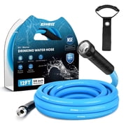 Kohree 12FT NSF-Certified Drinking Water Hose, 5/8" ID, Lead-Free, No-Kink & Flexible, with Storage Bag for RV, Camper, Truck, Car, Blue