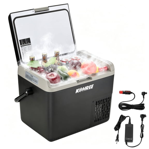 Kohree 12V/24V Portable Car Refrigerator Freezer 19QT(18L) Compressor Cooler with Handle Compact RV Truck Boat Camping Travel Outdoor Mini Electric fridge