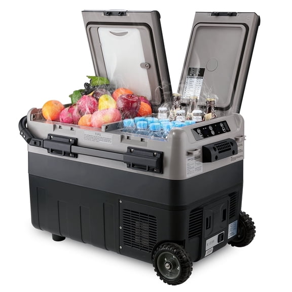 Kohree 12V Car Refrigerator,42 Quart (40L) Portable Fridge with 12/24V & DC 100-240V AC ,Dual Zone -4℉~68℉ Freezer Fridge Cooler for RV, Camping,Truck,Outdoor