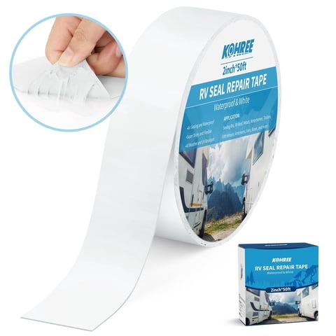 Kohree 2" x 50' RV Sealant Tape UV Weatherproof for RV Repair, Window, Boat Sealing, Truck Stop Camper Roof Leaks,White
