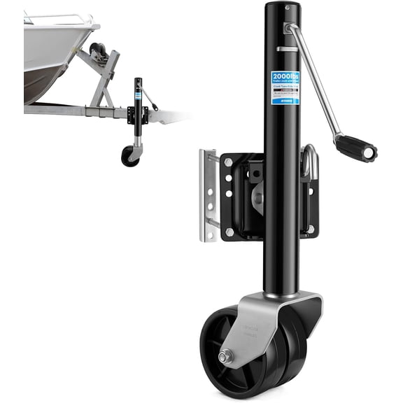 Kohree 2000 lbs Trailer Jack with Dual Wheel, Heavy Duty, Swivel, Bolt on | 11" Lift, Trailer Tongue Jack for RV, Boat, Utility Trailer, Dynamic Load Capacity 1500 lbs, Black
