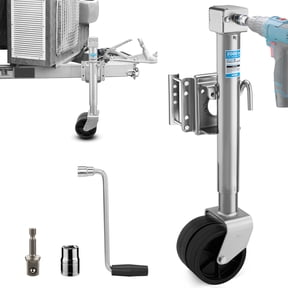 Kohree 2000lbs Trailer Jack with Dual Wheel, 20-24V Cordless Drill Compatible, 12" Lift, for RV Boat,Silver