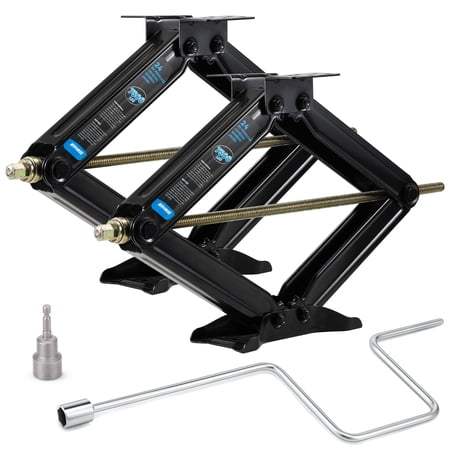 Kohree 24" 7500lbs RV Trailer Stabilizer Leveling Scissor Jacks with Crank Handle and Drill Bit,Set 2