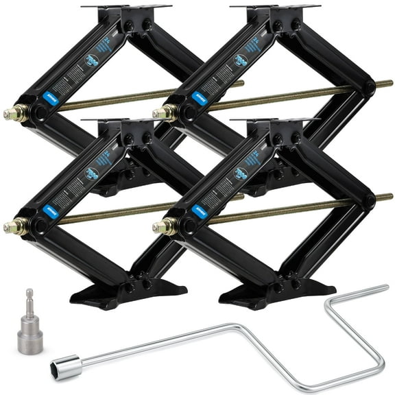 Kohree 24" 7500lbs RV Trailer Stabilizer Leveling Scissor Jacks with Crank Handle and Drill Bit,Set 4