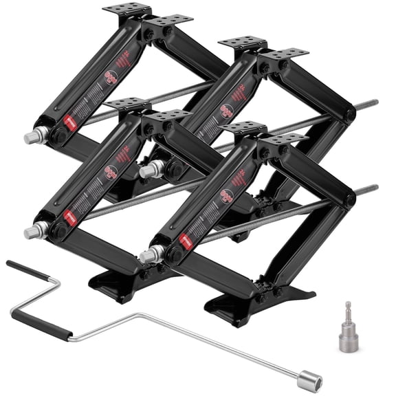 Kohree 24" 8000lbs RV Trailer Stabilizer Leveling Scissor Jacks with Crank Handle and Drill Bit,Set 4