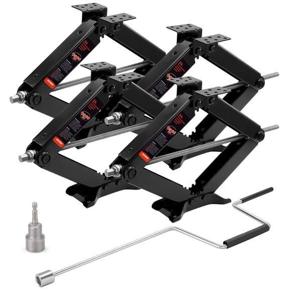 Kohree 24" 9500lbs RV Trailer Stabilizer Leveling Scissor Jacks with Crank Handle and Drill Bit,Set 4