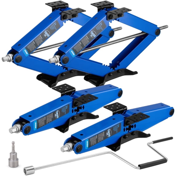 Kohree 4-Pack 9500lbs RV Scissor Jacks,Heavy Duty RV Trailer Camper Stabilizer Leveling with Crank Handle & Drill Bit,4-24" Adjustable Height,Blue