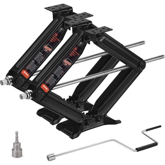 Kohree 24 in Camper RV Trailer Stabilizer Leveling Scissor Jacks with Handle and Drill Socket, 6500 lbs, Set of 2
