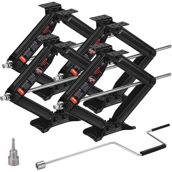 Kohree 24 in Camper RV Trailer Stabilizer Leveling Scissor Jacks with Handle and Drill Socket, 6500 lbs, Set of 4