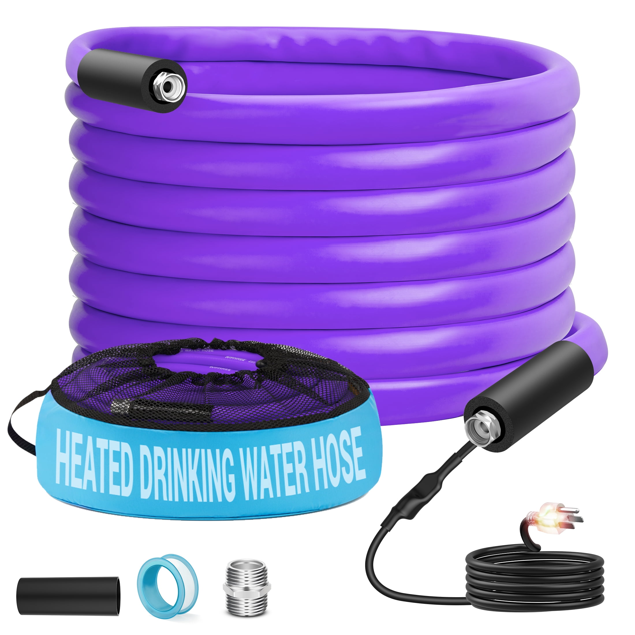 Kohree 25 FT Heated Water Hose with Storage Bag for RV,Drinking Water Hose Antifreeze to -40℉ for Trailer,Truck,Garden-(Purple)