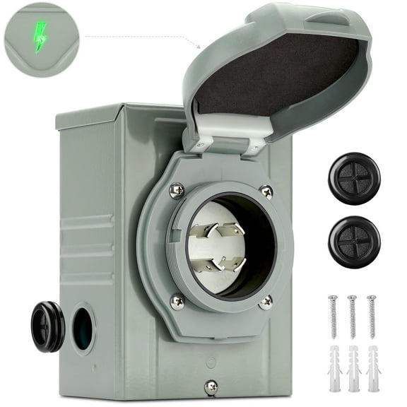 Kohree 30 Amp Generator Power Inlet Box, NEMA L14-30P Power Inlet Box for 4 Prong Generator Cord, 125/250V, 7500W Weatherproof for Outdoor Generator Outlet Receptacle, ETL Listed