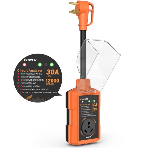 Kohree 30 Amp RV Surge Protector with 12000J Circuit Analyzer, LED Indicators, ETL Certified, Voltage Protection for Campers, Travel Trailers, RVs