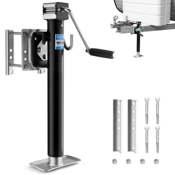 Kohree 3000lbs Trailer Jack,Heavy Duty Swivel Boat Trailer Jack with Ergonomic Handle,15-inch Vertical Travel for RV,Utility,Yacht Trailers-Black
