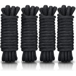 Kohree 4 Pack Boat Dock Lines - 15 'x 3/8" Double Braided Nylon Boat Dock Lines with 12" Eyelet, Black