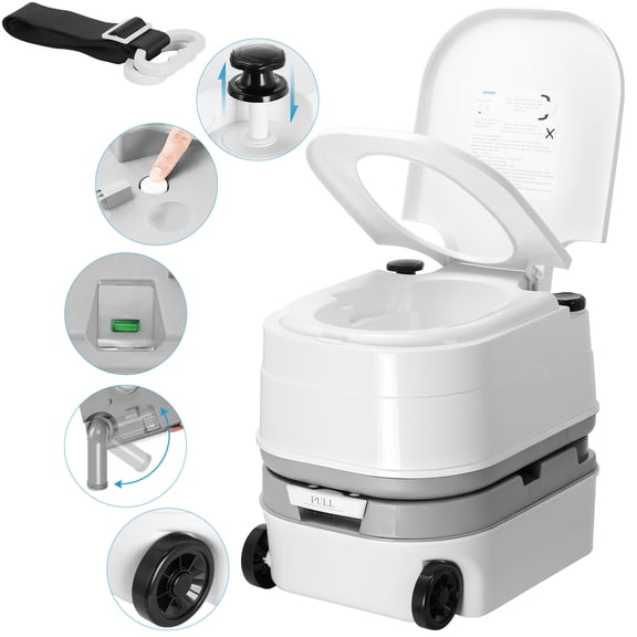 Kohree 5.28 Gallon Portable Toilet, Camping RV Porta Potty with Wheels & Level Indicator for Adults, Camping, RV, Boating, Hiking, Trips