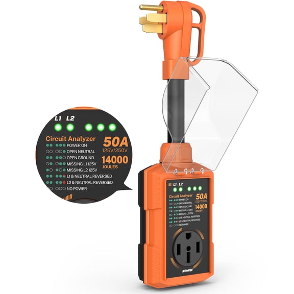 Kohree 50 Amp RV Surge Protector with Circuit Analyzer, 14000J Waterproof Power Guard, ETL Certified with LED Indicators for Campers, Travel Trailers
