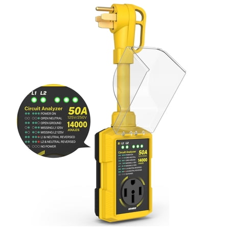 Kohree 50 Amp RV Surge Protector with Circuit Analyzer, 14000J Waterproof Power Guard, ETL Certified with LED Indicators for Campers, Travel Trailers