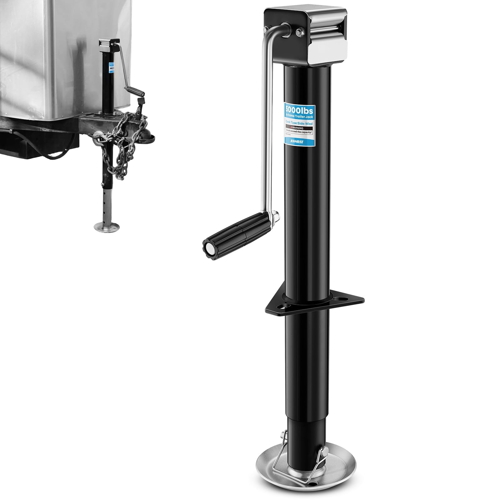 Kohree 5000lb A-Frame Trailer Jack, Trailer Stand with Handle & Rectangular Base, 15-inch Vertical Lift for RVs, Horse, Utility, and Yacht Trailers