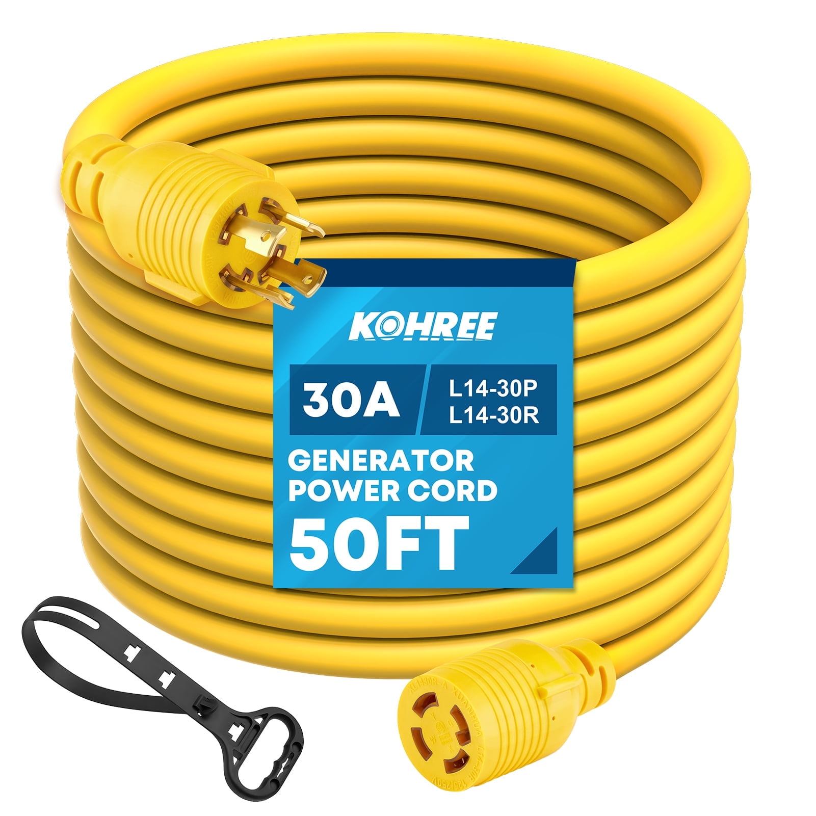 Kohree 30 Amp Generator Extension Cord,Heavy Duty 4 Prong RV Power ...