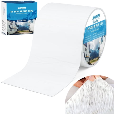Kohree 6" x 50' RV Sealant Tape UV Weatherproof for RV Repair, Window, Boat Sealing, Truck Stop Camper Roof Leaks,White