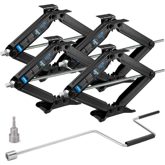 Kohree 6500lbs Heavy Duty RV Stabilizer Jacks 4 Pack, 24 Inch Leveling Scissor Jack for Travel Trailer Camper, with Crank Handle and Drill Bit