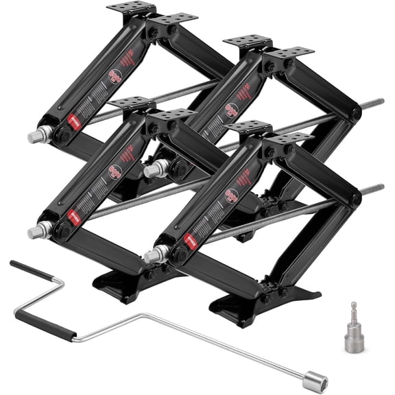 Kohree 8000 lbs RV Stabilizer Jacks 24", Set of 4, Heavy Duty | Anti-Slip Handle & Drill Socket, Leveling Scissor Jacks for Travel Trailer Camper, Easy to Install