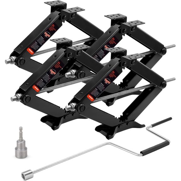 Kohree 9500 lbs RV Stabilizer Jacks 24", Set of 4, Heavy Duty | Anti-Slip Handle & Drill Socket, Leveling Scissor Jacks for Travel Trailer Camper, Easy to Install