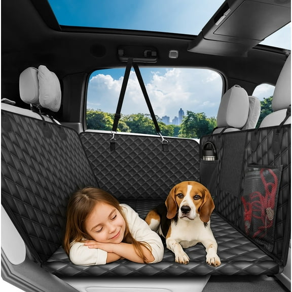 Kohree Back Seat Extender for Dogs ,Supports 400lbs, Waterproof 600D Heavy Duty Scratch Dog Car Seat Cover for Car, SUV, Truck,XL Size