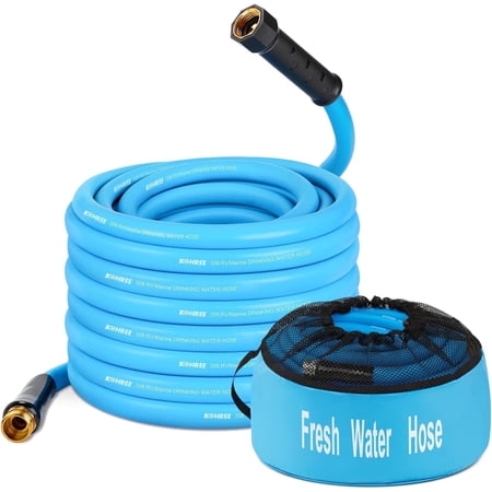 Kohree Blue 35FT RV Water Hose with Storage Bag, 5/8'' ID Drinking Water Hose for RV, Camper, Truck