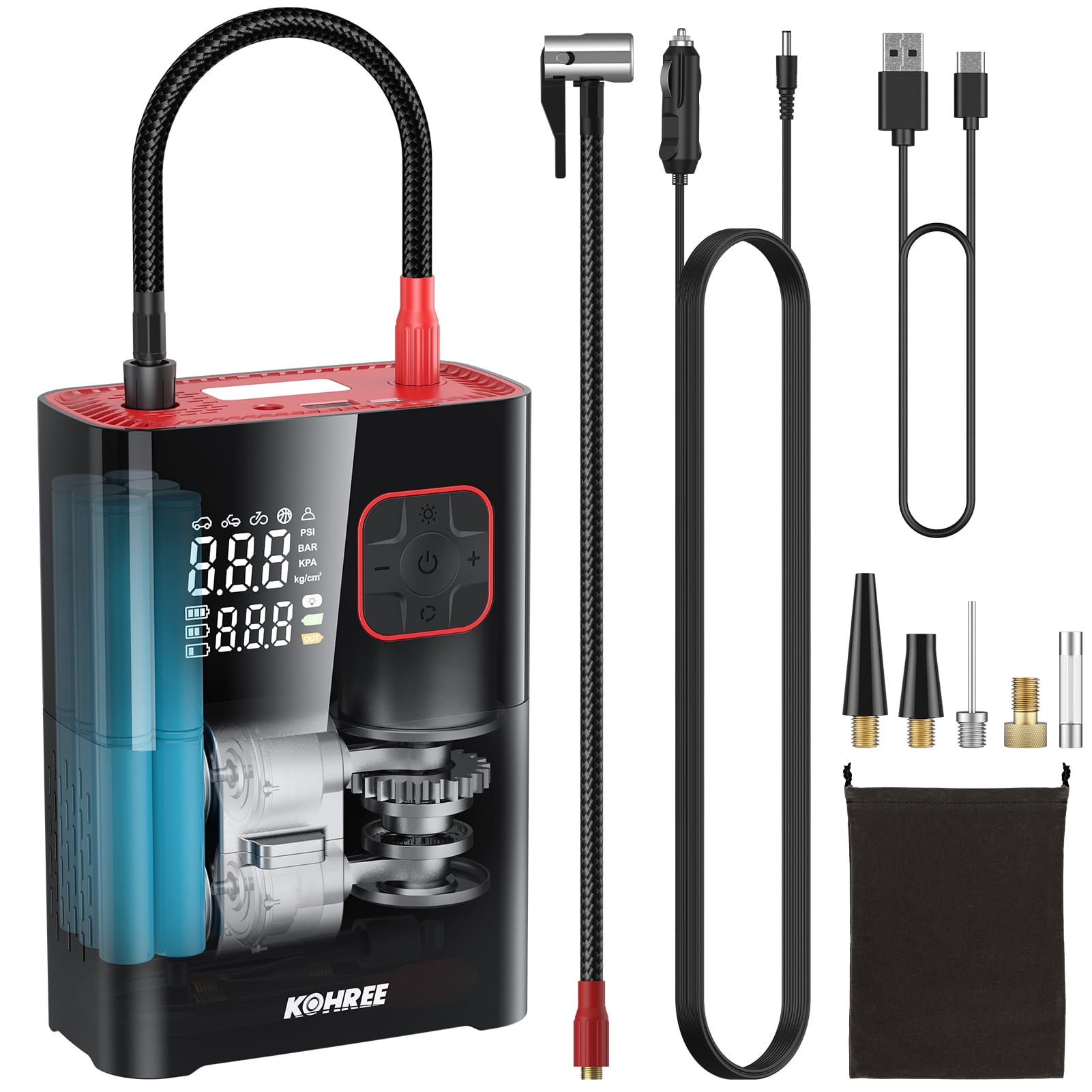 Car Air Pump Portable Air Compressor Pump Auto Electric Tire Inflator Pump + Gauge/LED Screen Display 12V 100/150 PSI Tire Pump for Car, Truck, SUV, Motorcycle, Bicycle, Ball and Other Inflatables Car Air Pump Portable Air Compressor Pump Auto Electric Tire Inflator Pump + Gauge/LED Screen Display 12V 100/150 PSI Tire Pump for Car, Truck, SUV, Motorcycle, Bicycle, Ball and Other Inflatables