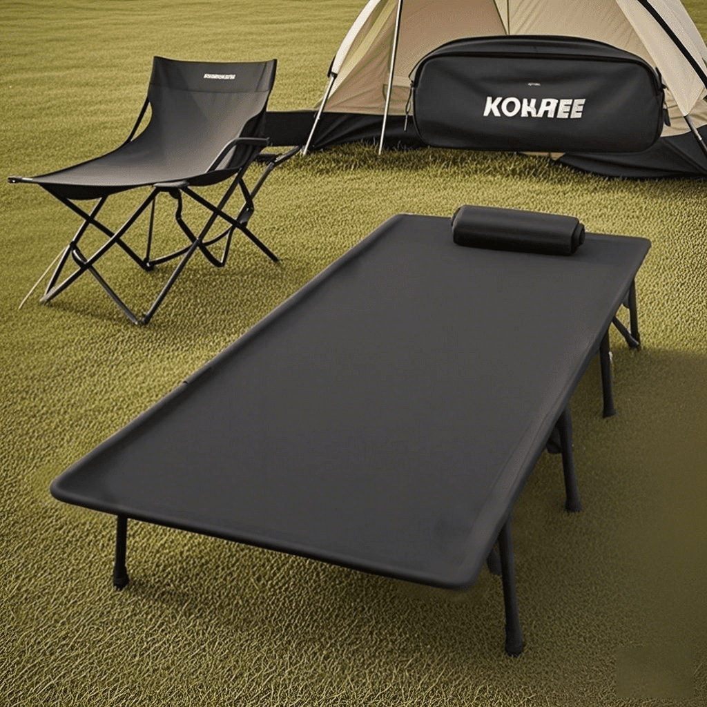 Kohree Portable Camping Cot,Compact Foldable Sleep Bed for Adult with Pillow & Carry Bag,Support 330lbs for RV Truck Camping,Travel,Hiking,Climbing,Backpacking