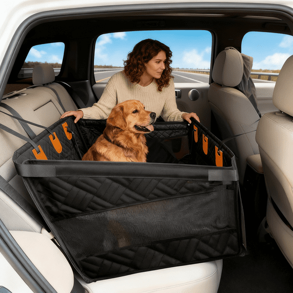 Kohree Pet Dog Car Seat forMedium Dogs ,Bottom Holds 400lbs with Upgraded PVC Pipe, Waterproof 900D Car Hammock for Cars SUV Truck