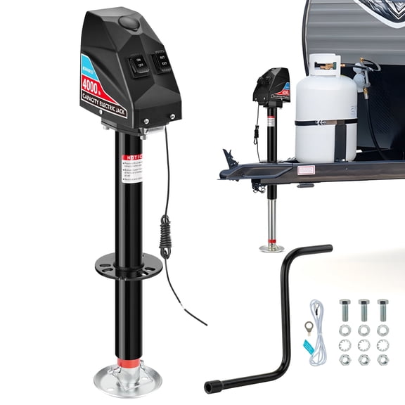 Kohree RV Electric Trailer Jack 4000 lbs w/Drop Leg & Weatherproof Cover for RV Trailer Camper ,12V DC with Wiring,9.8"-31.7" Lift