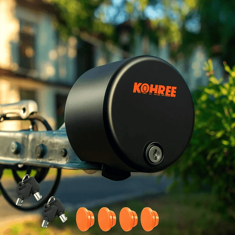 Kohree Heavy Duty Trailer Coupler Lock, RV Trailer Hitch Locks Fits 2-5/16 in,1-7/8" Couplers Tongue Lock with 4 Keys & 4 Dust Covers, Black