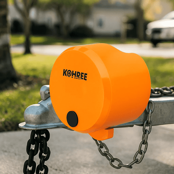 Kohree Heavy Duty Trailer Coupler Lock ,RV Trailer Locks Fits 2-5/16 in,1-7/8" Couplers,with 4 Keys & 4 Dust Covers, Orange